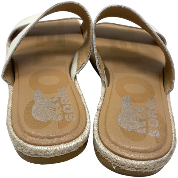 Sorel Ella II Ivory Leather Two Banded Slide Sandals Flats Women's Sz 6.5 - Picture 6 of 7